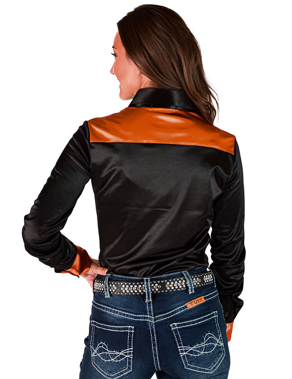 Cowgirl Tuff Orange and Black Pullover Shirt