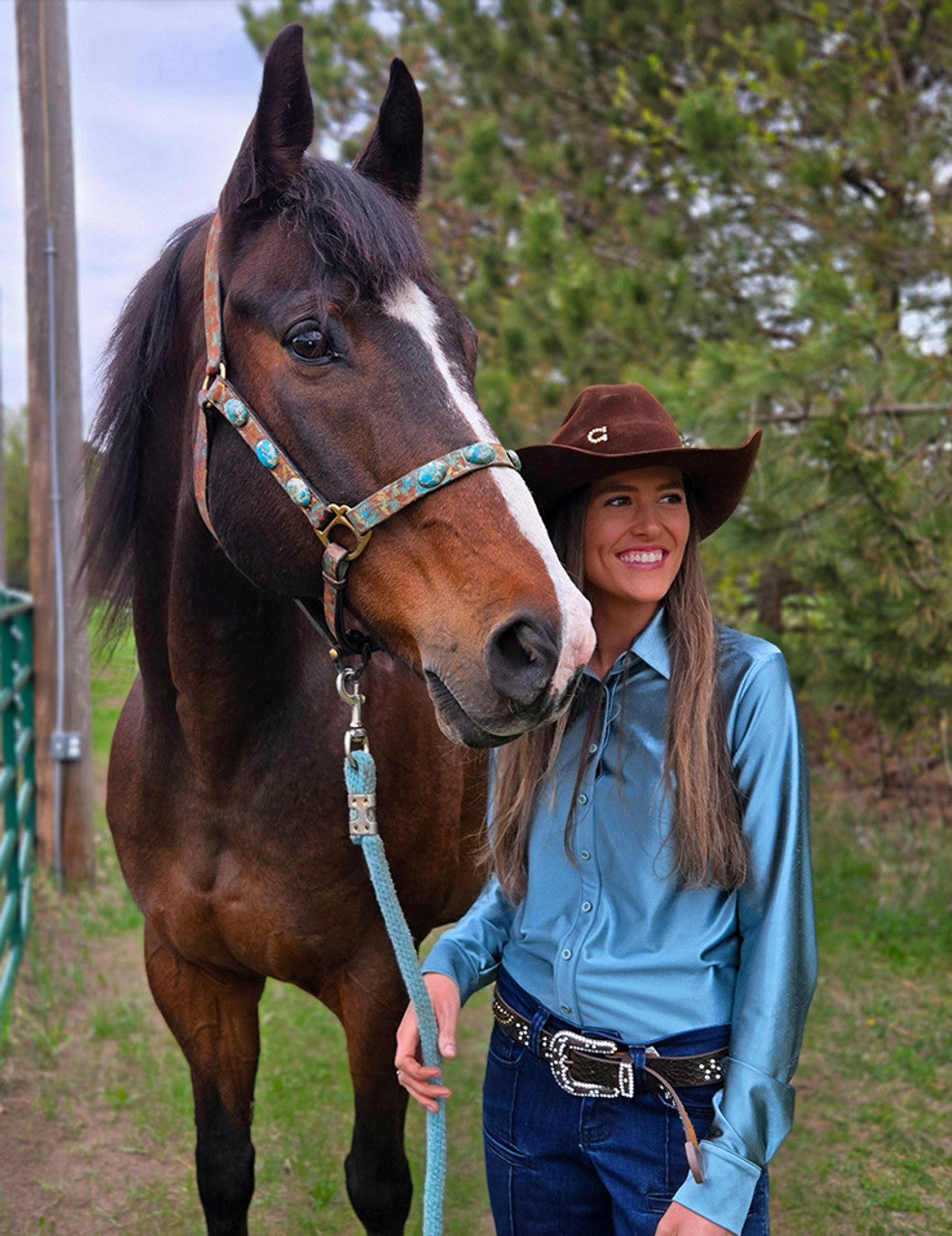 Cowgirl Tuff Morning Mist Satin Pullover Shirt