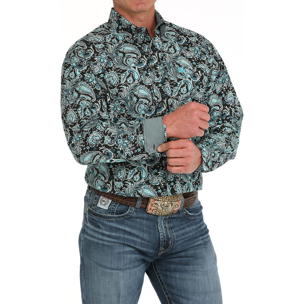 Cinch Turquoise Paisley Mens Shirt