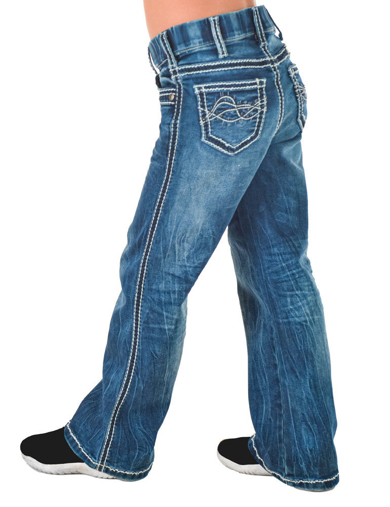 Cowgirl Tuff Girls Pull On Hurricane Bootcut Jeans