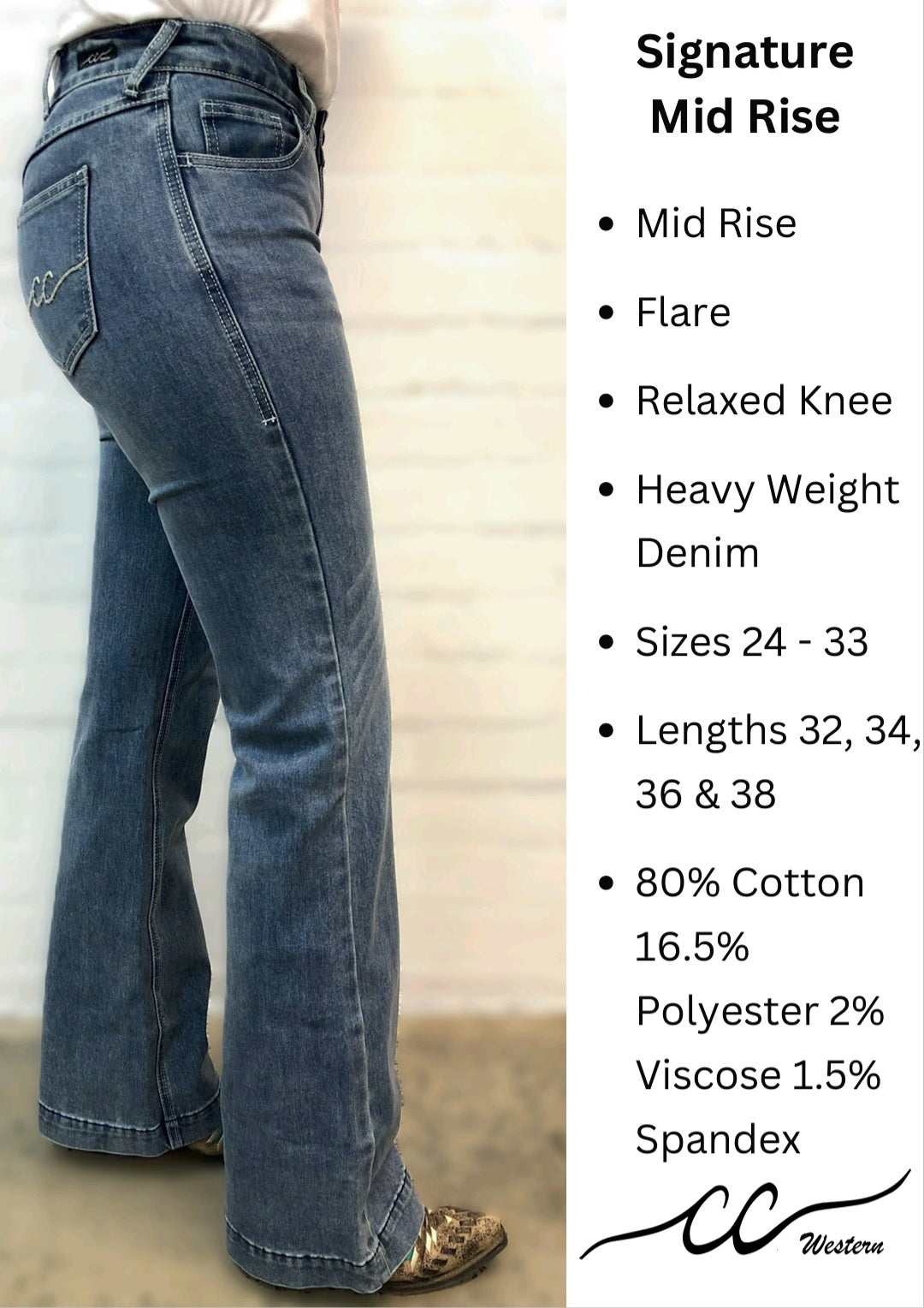 CC Western Signature Mid Rise Jeans
