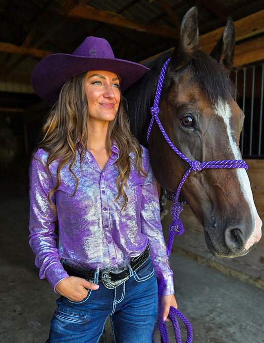 Cowgirl Tuff Lilac Sparkle Pullover Shirt