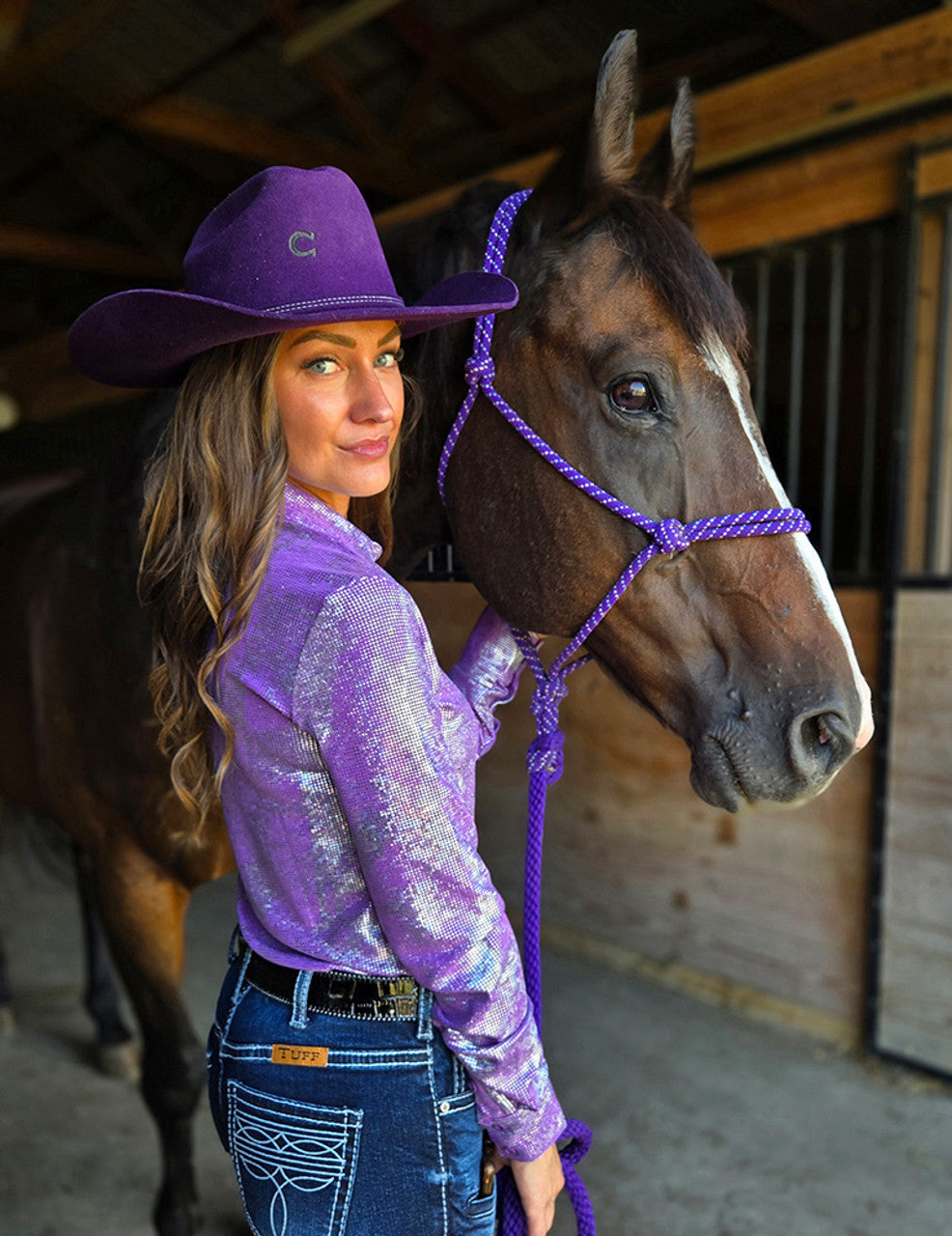 Cowgirl Tuff Lilac Sparkle Pullover Shirt