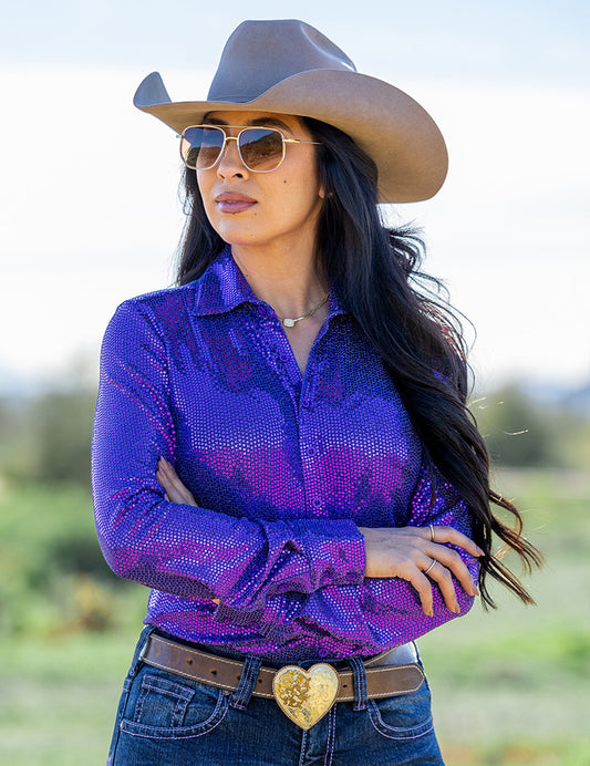 Cowgirl Tuff Purple Sequin Pullover Shirt