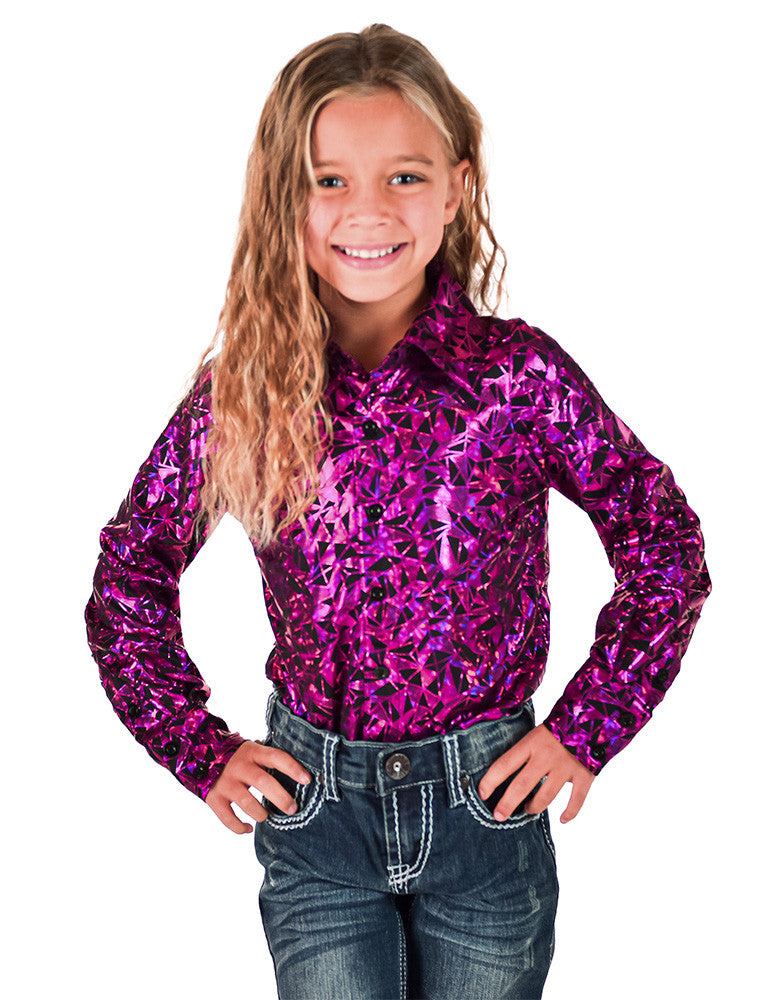 Cowgirl Tuff Pink Iridescent Pullover Shirt