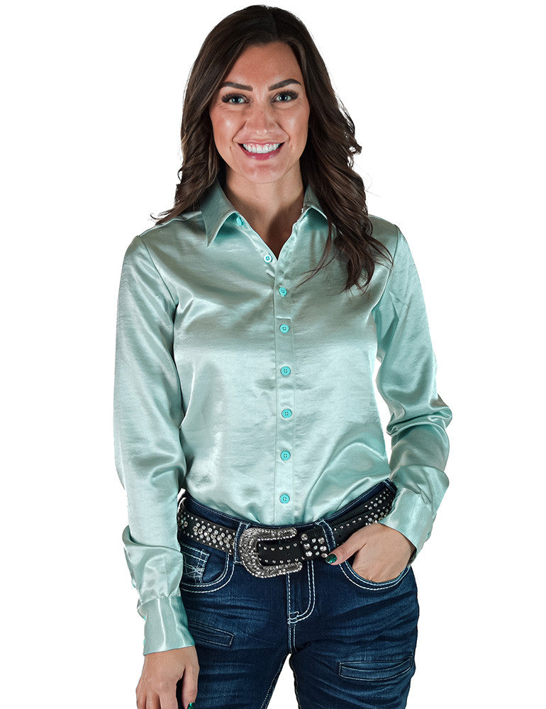 Cowgirl Tuff Mint Satin Pullover Shirt