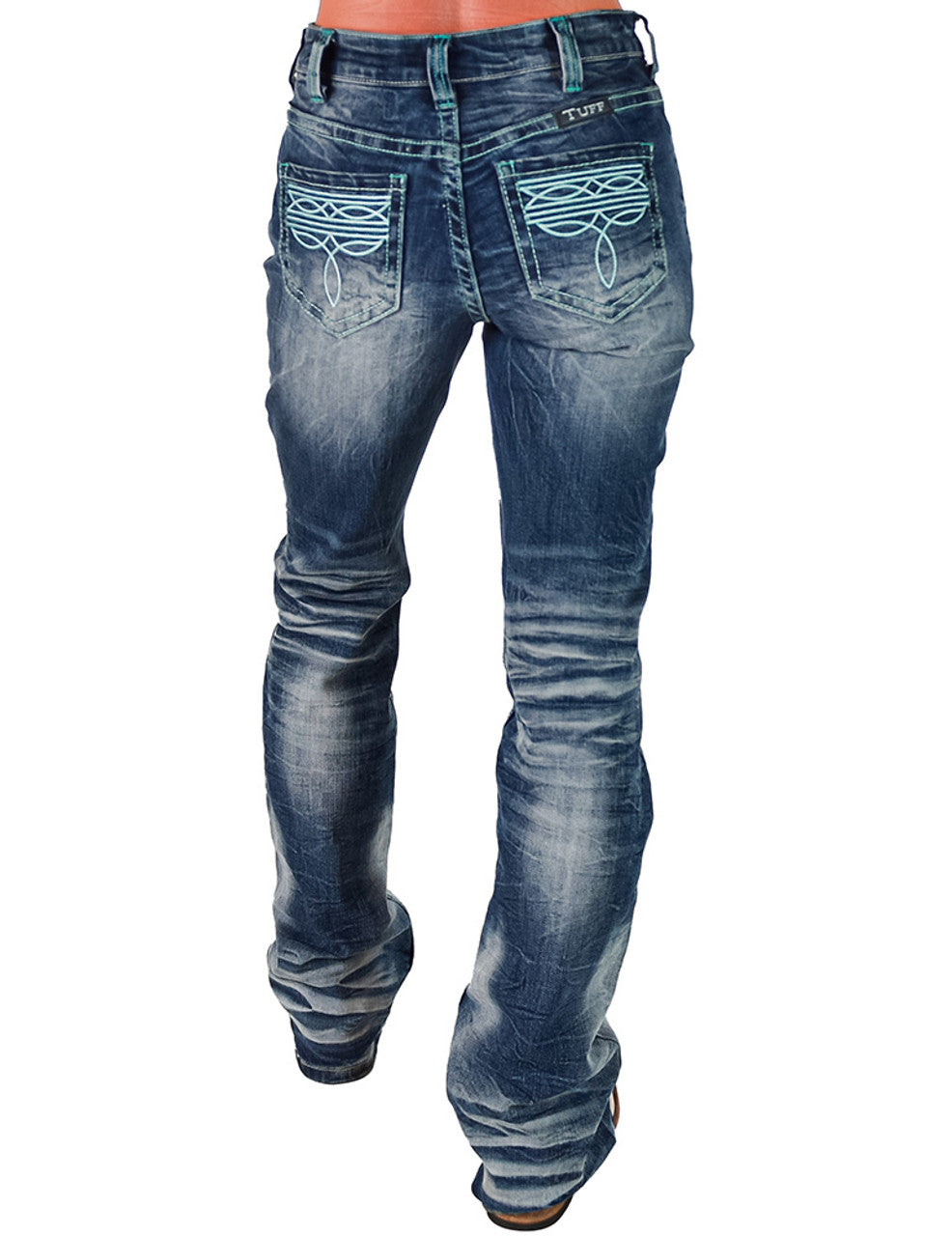 Cowgirl Tuff Turquoise Bootstitch Jeans
