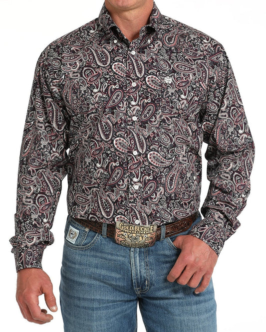 Cinch Burgundy Paisley Mens Shirt