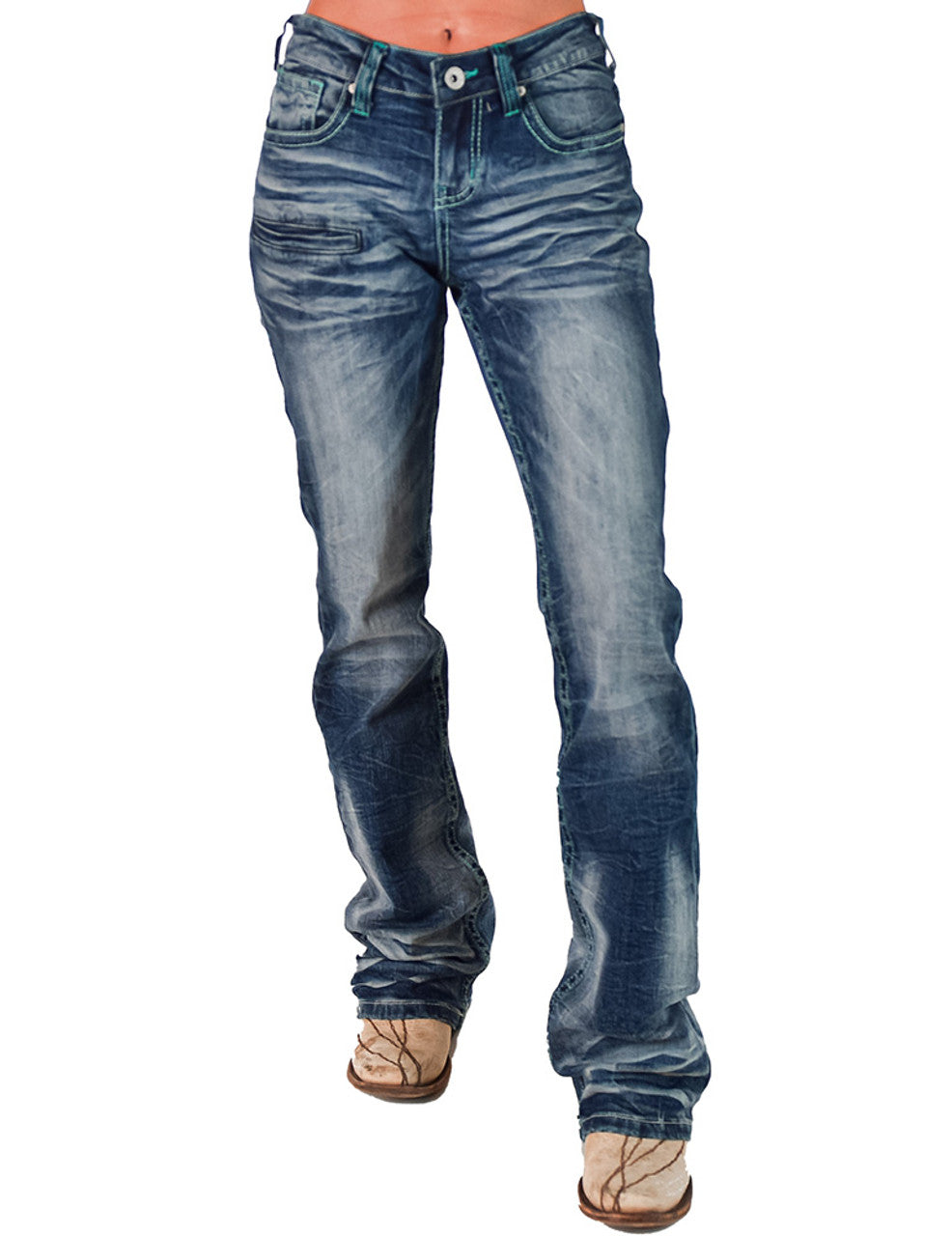 Cowgirl Tuff Turquoise Bootstitch Jeans