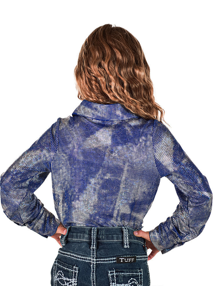 Cowgirl Tuff Girls Royal Blue Shimmer Pullover Shirt