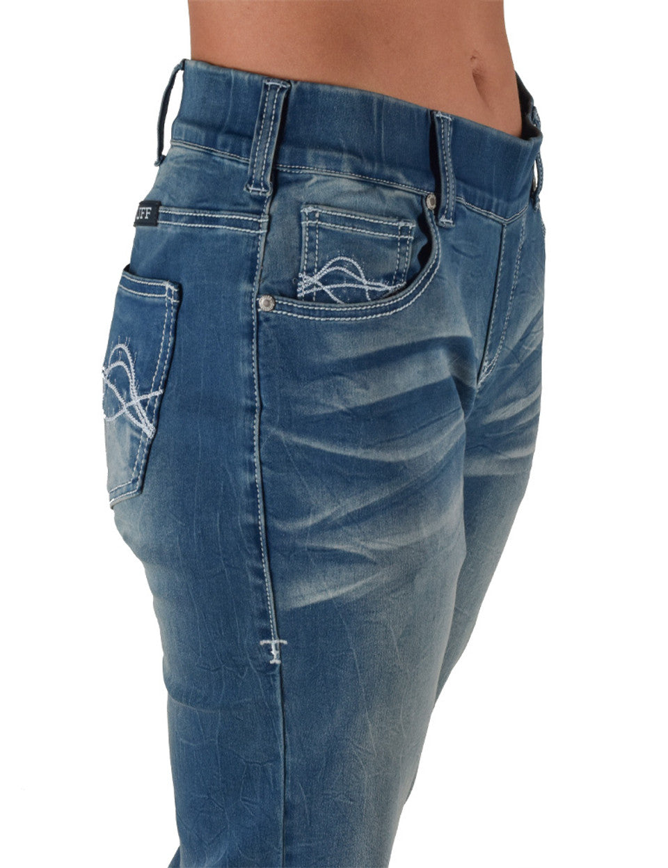 Cowgirl Tuff Pull On Shattered Jeans