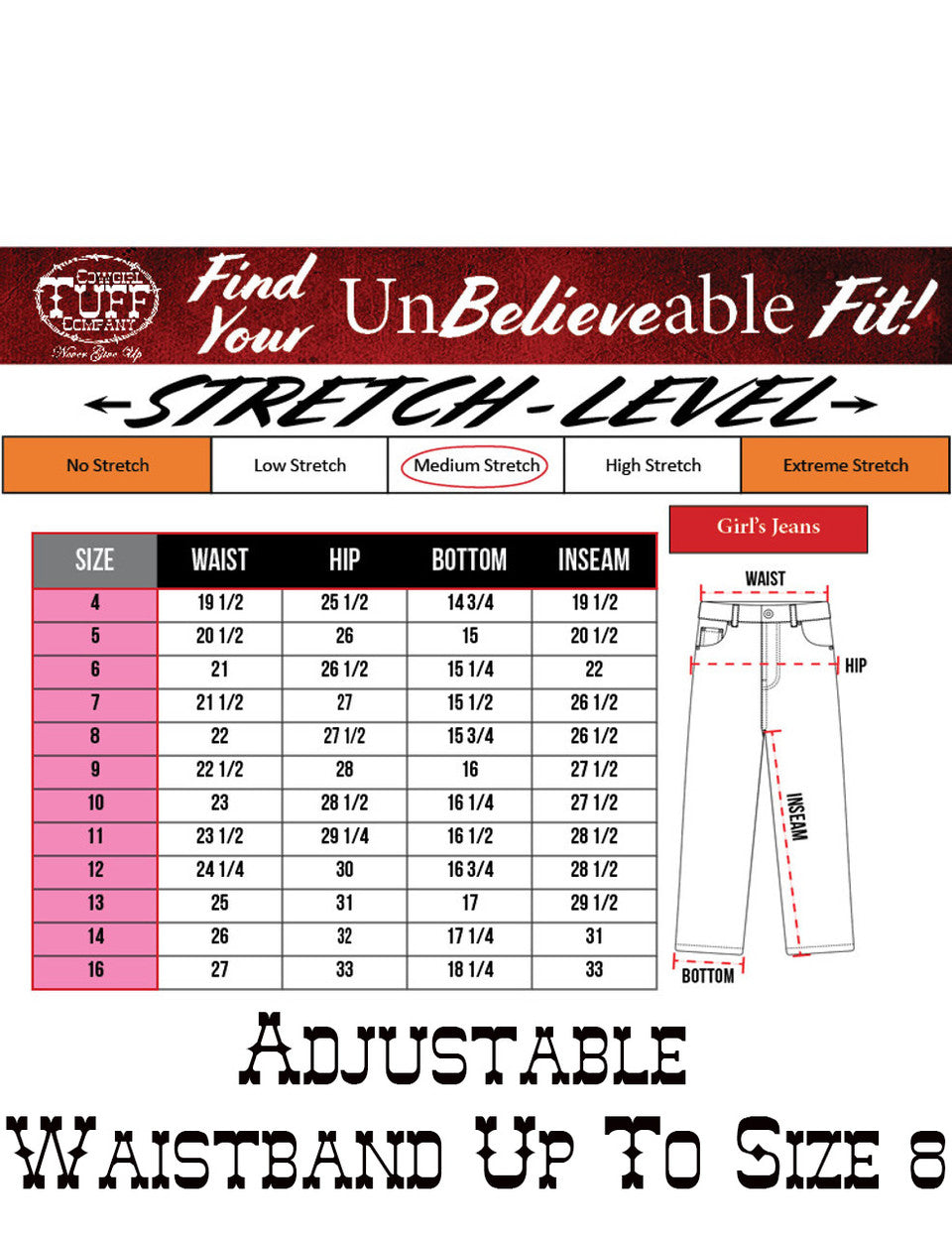 Cowgirl Tuff Girls Pink Arrows Jeans