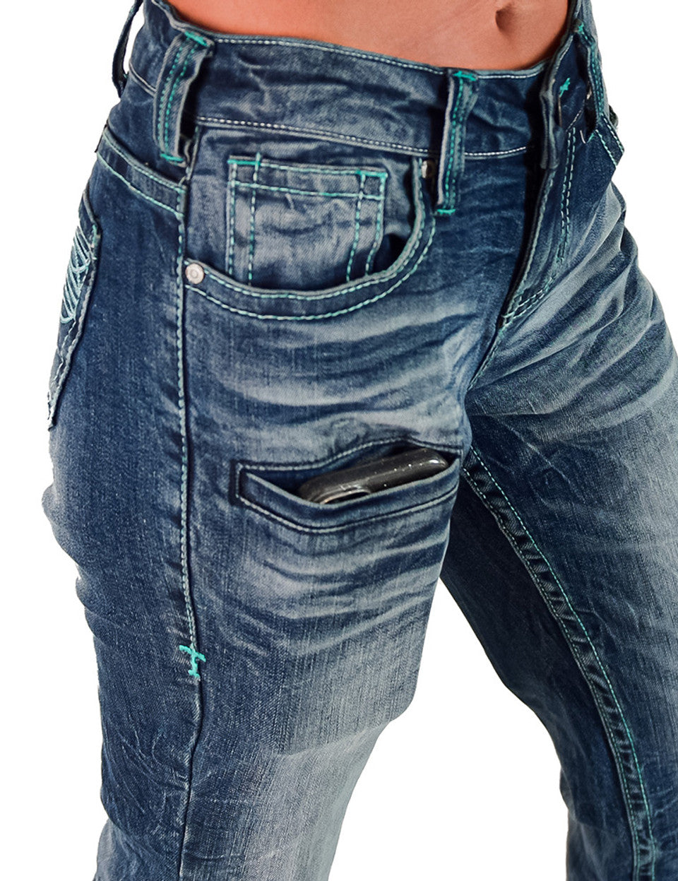 Cowgirl Tuff Turquoise Bootstitch Jeans