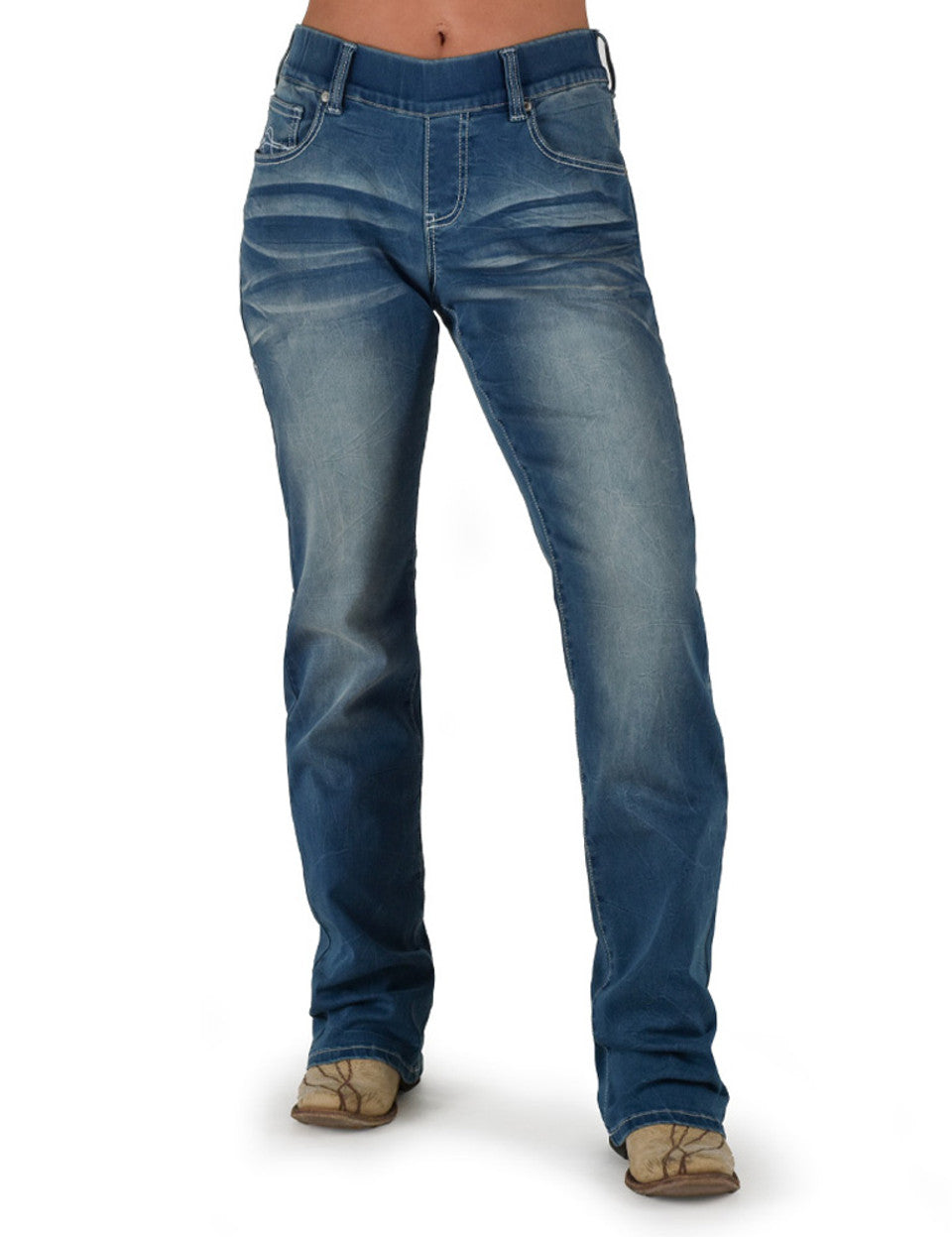 Cowgirl Tuff Pull On Shattered Jeans