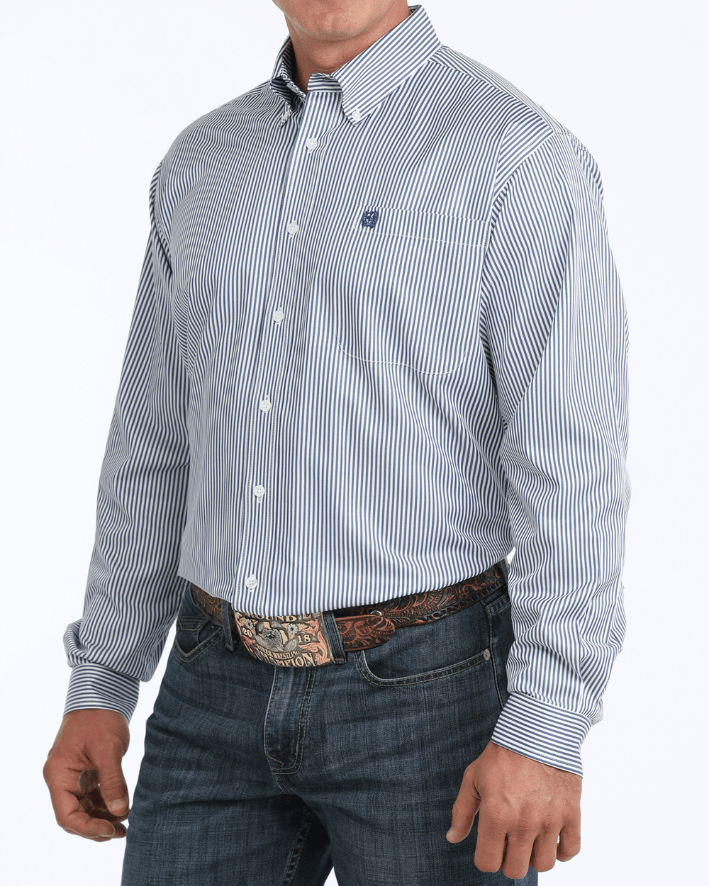 Cinch Mens Navy Striped Shirt