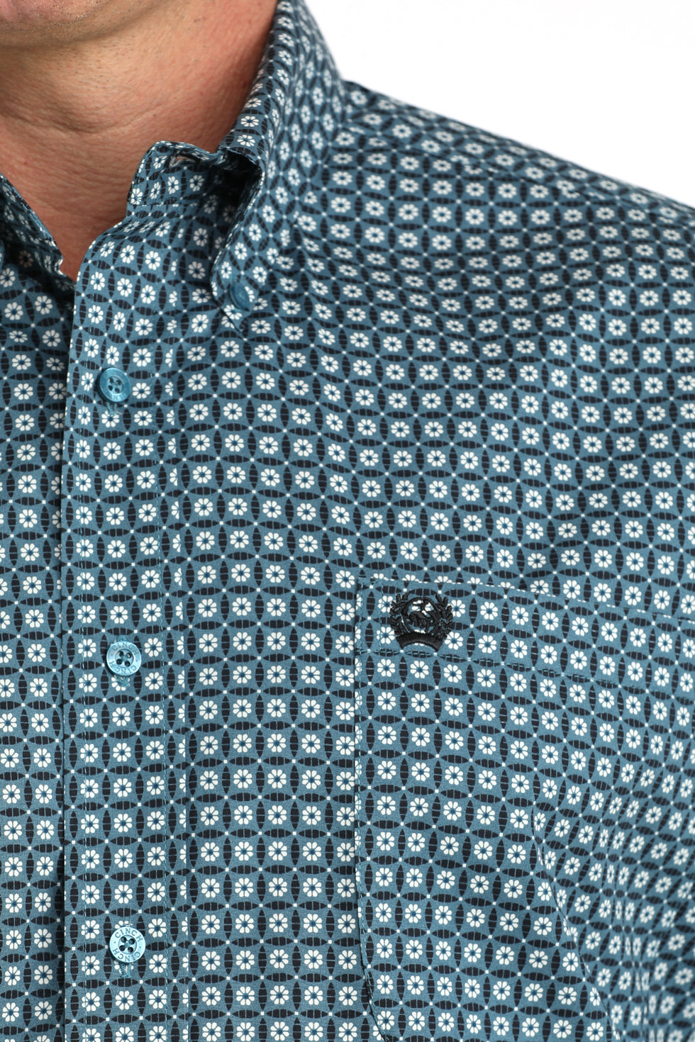 Cinch Blue Geometric Print Shirt