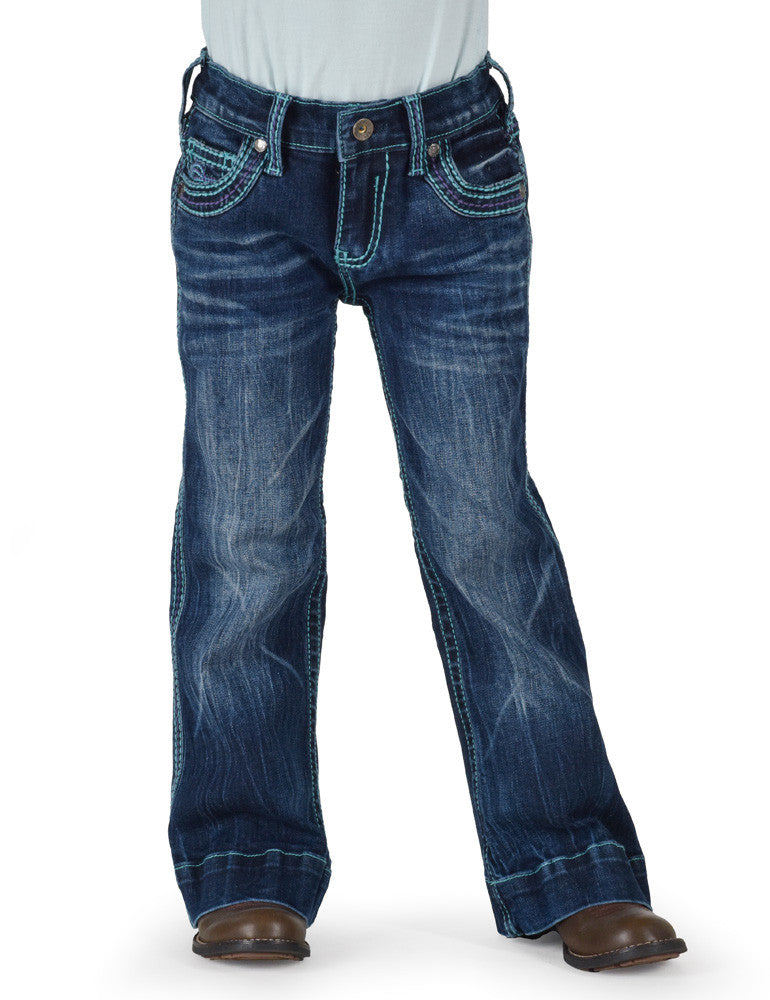 Cowgirl Tuff Girls Turquoise Hurricane Trouser Jeans