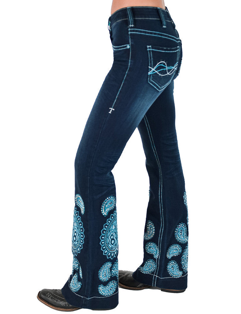 Cowgirl Tuff Turquoise Paisley Bling Jeans