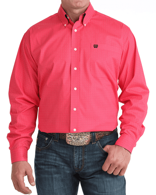 Cinch Men's Pink Patterned Shirt