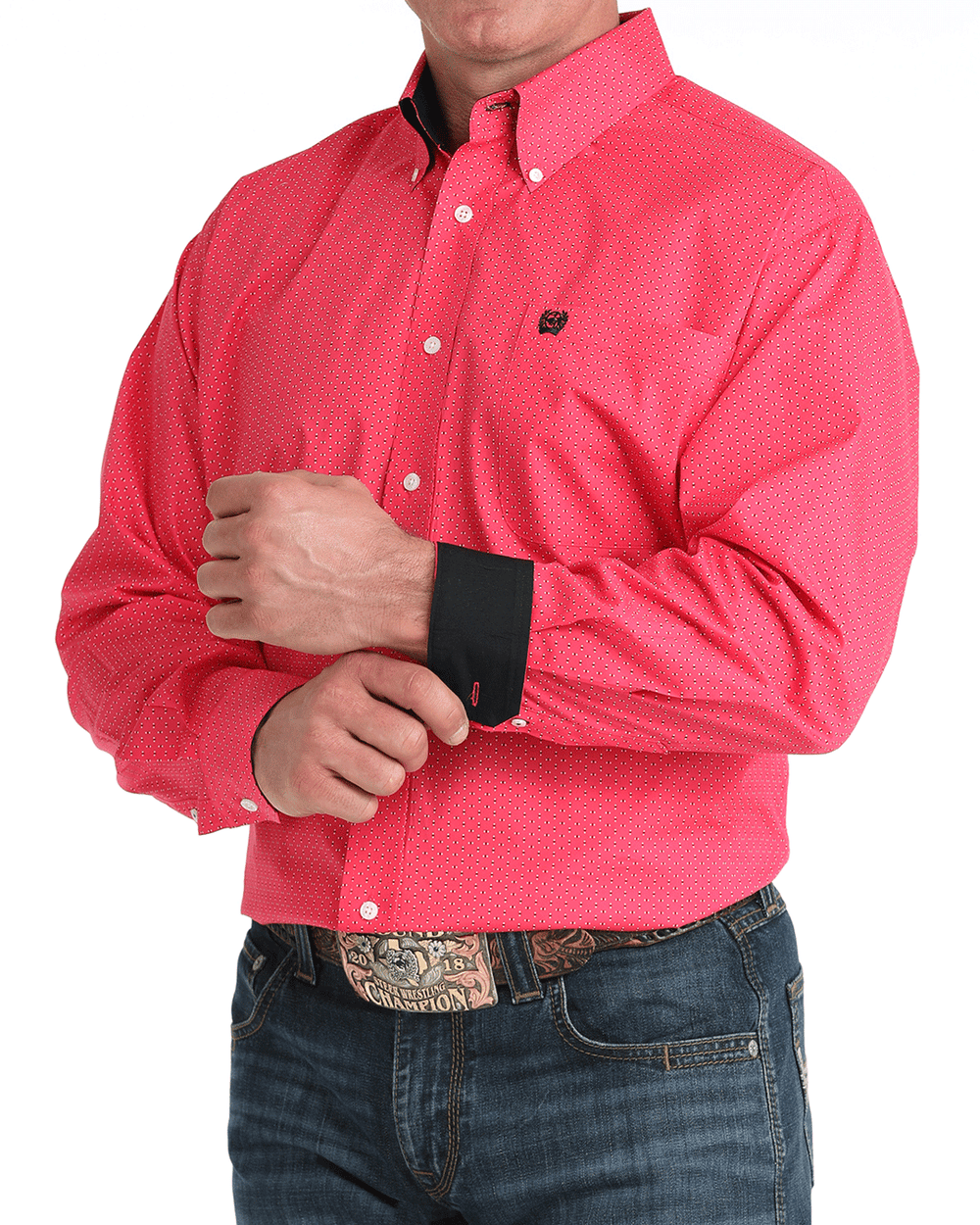 Cinch Men's Pink Patterned Shirt