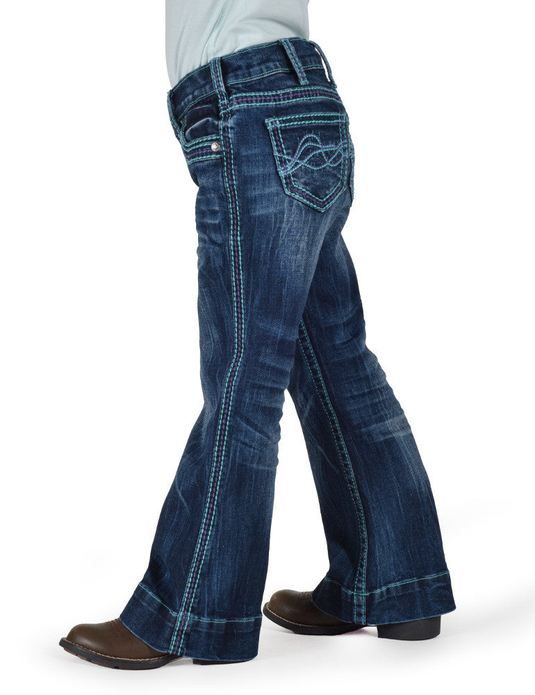 Cowgirl Tuff Girls Turquoise Hurricane Trouser Jeans