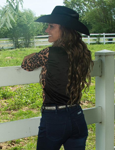 Cowgirl TuffHalf Leopard Pullover Rodeo Shirt