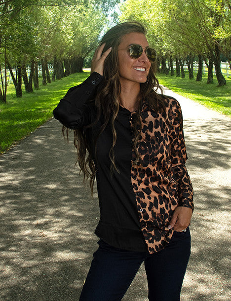 Cowgirl TuffHalf Leopard Pullover Rodeo Shirt